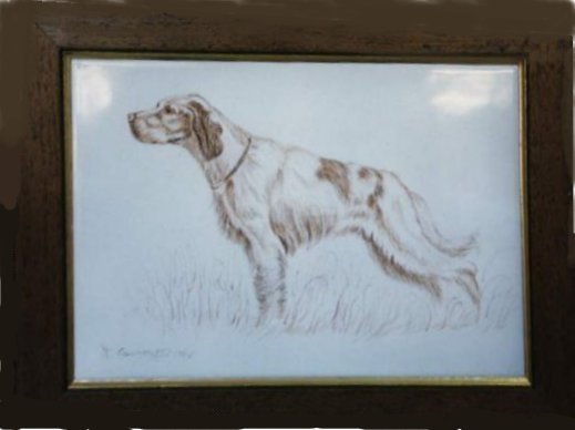 Artistic italian pottery of Albisola - Plate in majolica with hunting dog